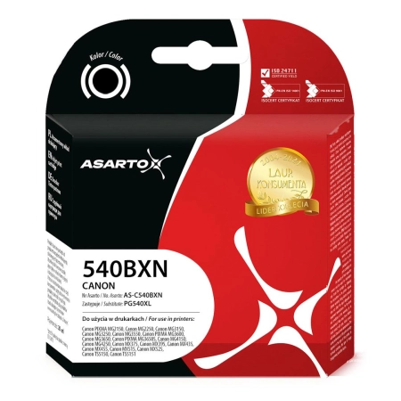 Tusz Asarto do Canon 540BXN | 5224B001 | PG540XL | 670 str. | black