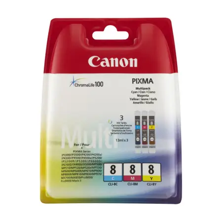 Zestaw trzech tuszy Canon CLI8 do iP-4200/4300/5200, MP-500/600/800 | CMY